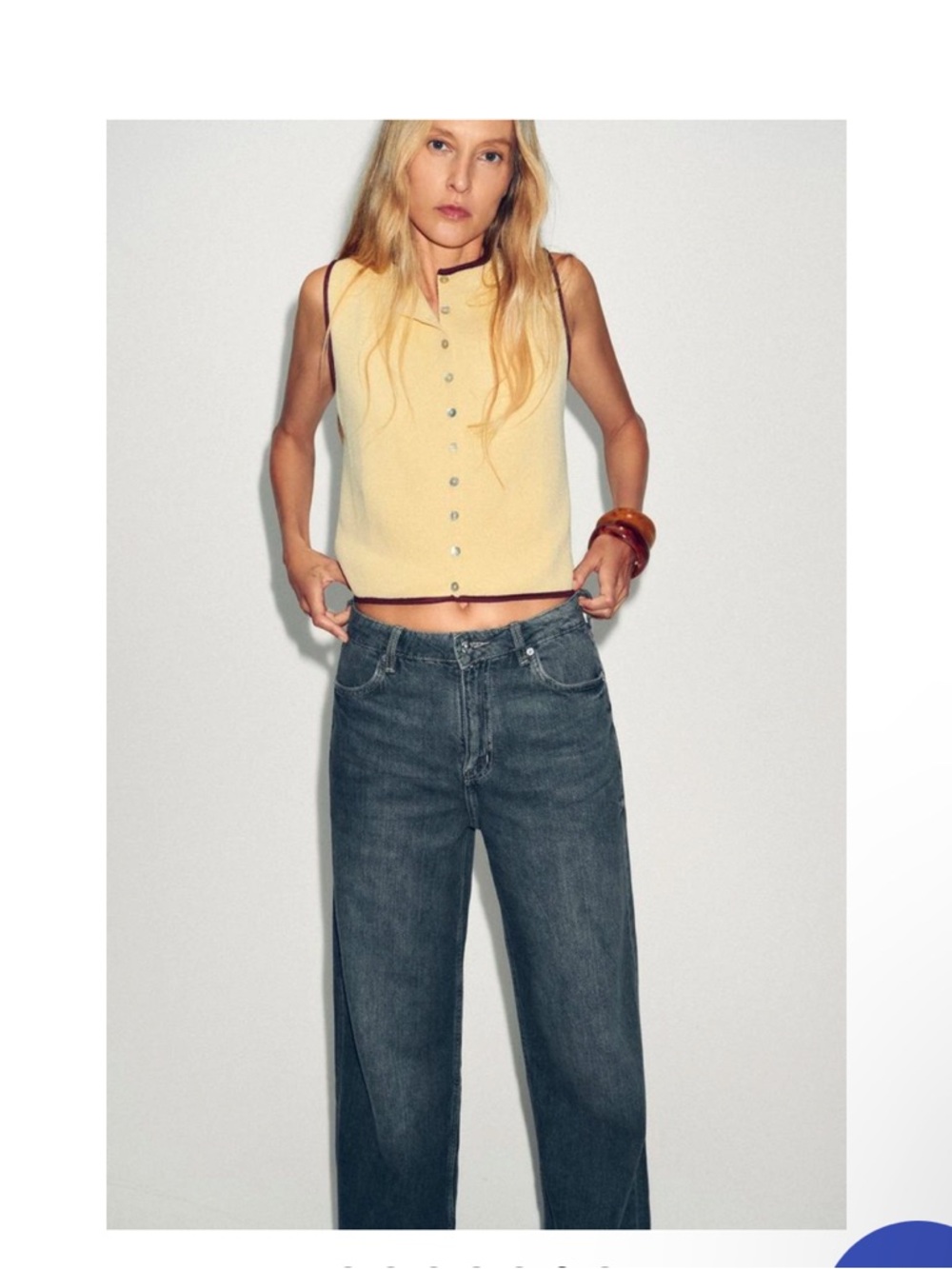 Zara Contrast Trim Knit Top